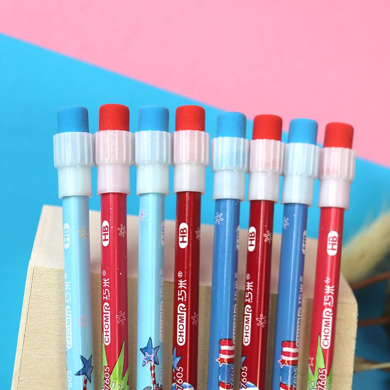 OEM HB 2B high strength pencil lead triangular basswood pencil with eraser tip