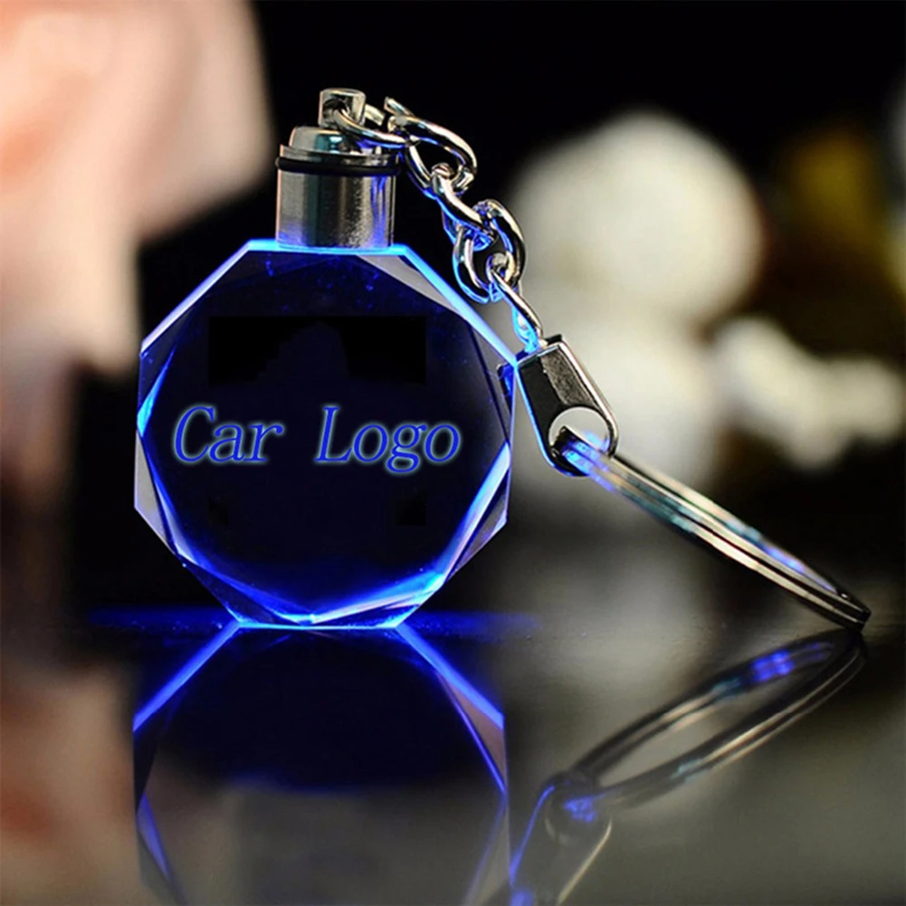 wholesale k9 blank crystal keychains custom laser engraving car logo big 3d crystal keychain with LED light for giveaways