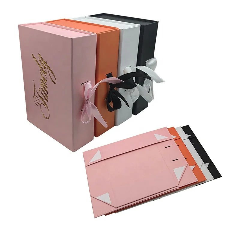 Popular paper satin gift box packaging custom weave hair boxes black folding magnetic wig packaging boxes luxury