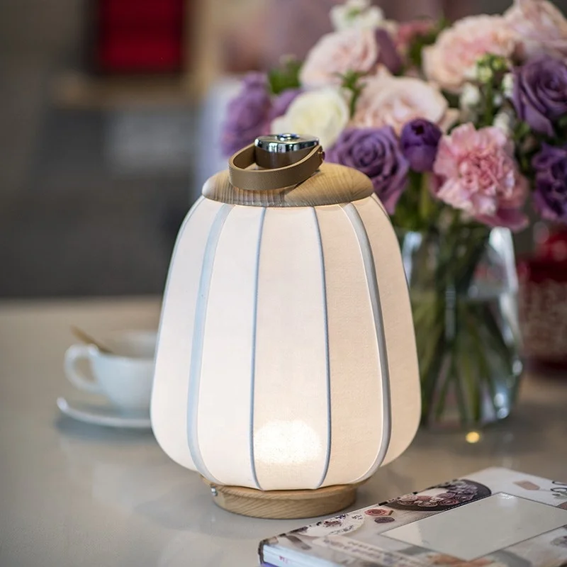 JYLIGHTING Modern retro new Chinese style lantern hand-painted touch variable light night light wood linen wireless charge lamp