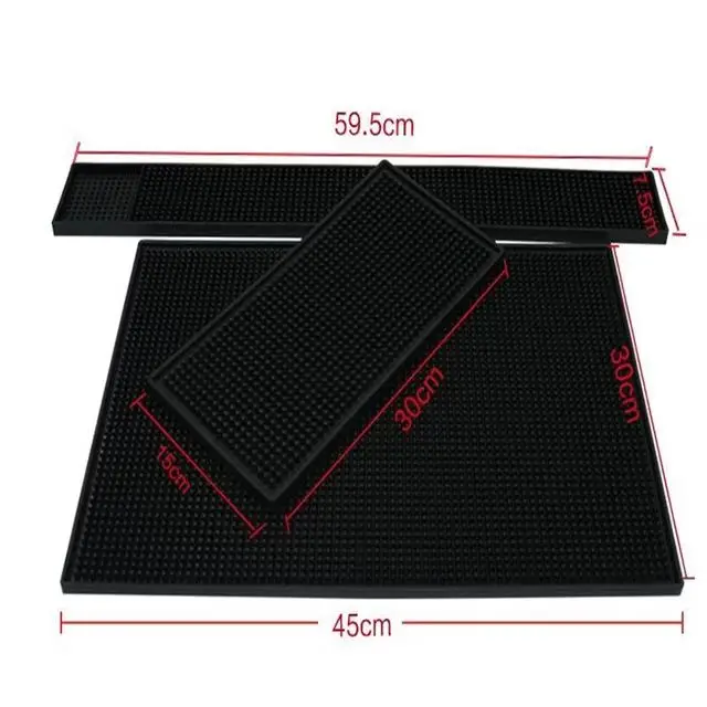 Custom Personalized rubber cup anti-slip runner service spill silicone tamping mat coaster beer black coffee rubber bar mat