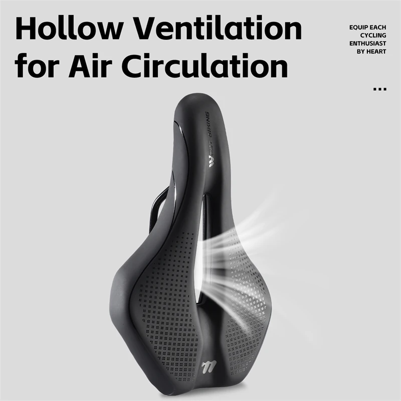 WEST BIKING Sports Comfortable Bicycle Saddle Pu Leather Bike Saddle Hollow Road MTB Bike Saddle Bicycle Accessories