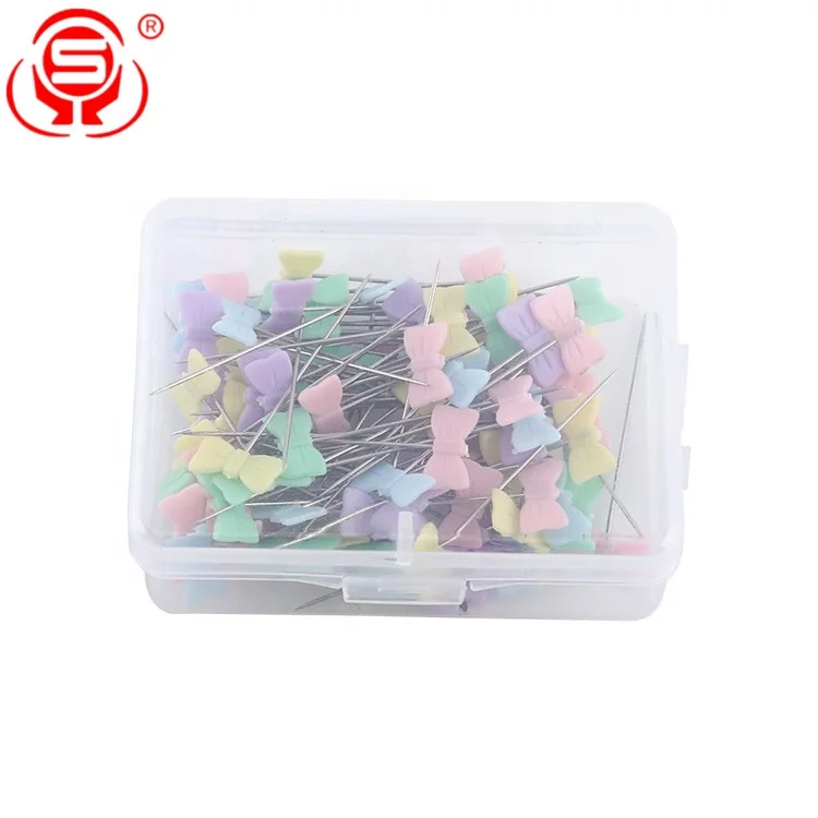
100 Pieces Bow Tie Shaped Flower Head Pins Flat Head Straight Pins for Sewing Quilting 