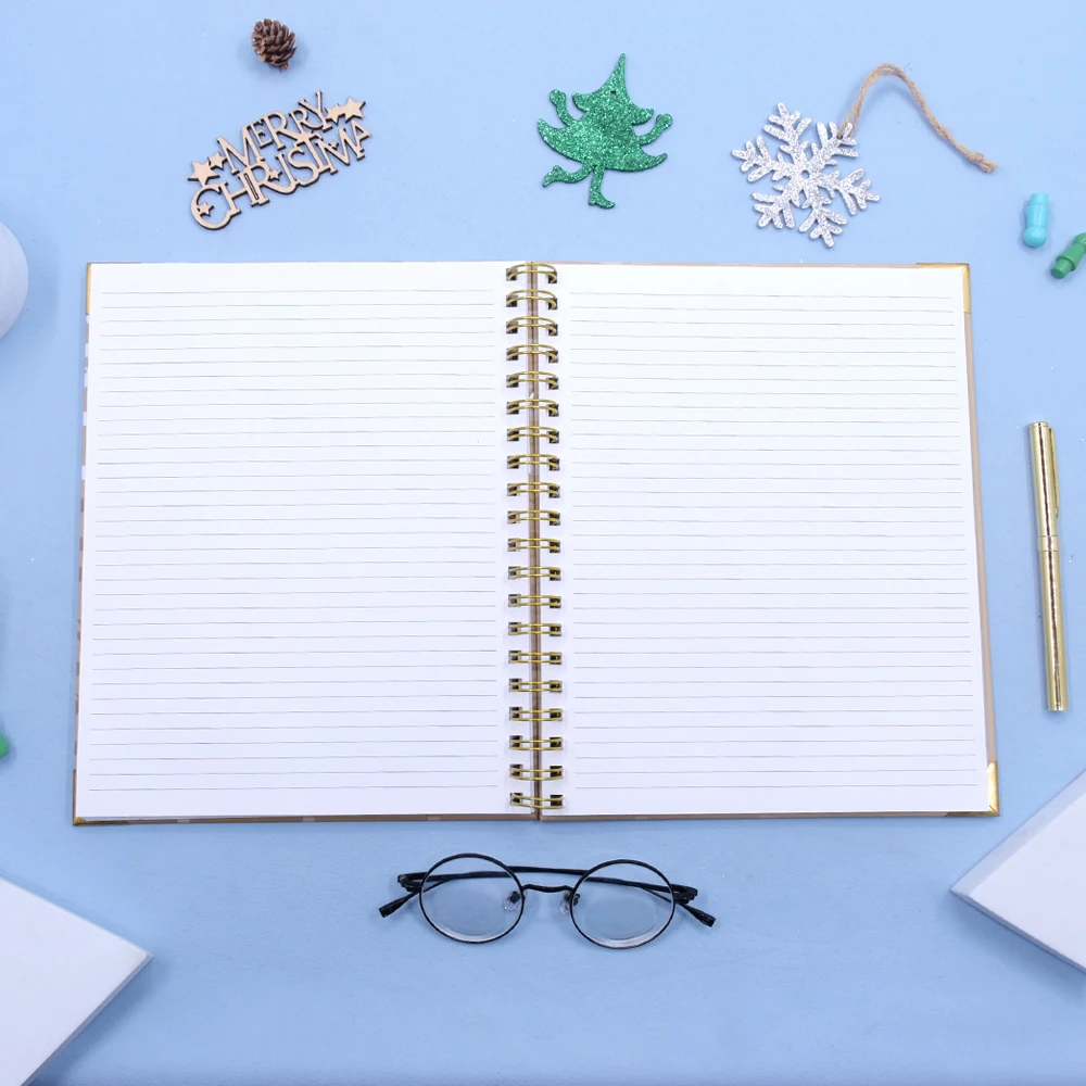 New design custom logo notebook Golden foiled  diary planner  binder  hardcover pocket a5 a4 spiral notebook factory