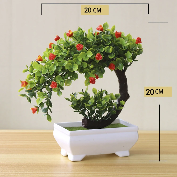 Artificial Plants Bonsai Plastic Simulation Tree Desktop Pot Decorative Flowers Leaves Garden Plant Home Hotel Office Decor