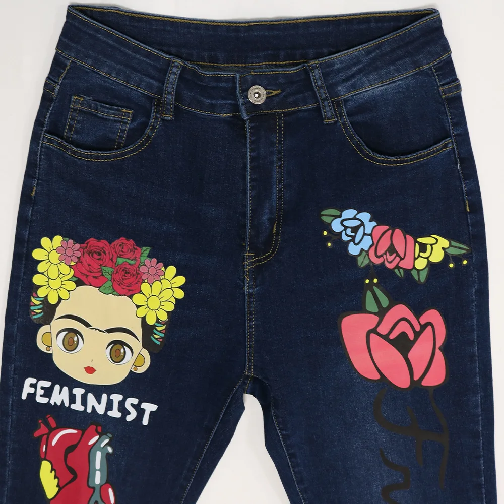 Custom Street Trend Fashion Skinny Worn Out Little Pants Lettered Jeans Women Zipped Button Denim Shorts