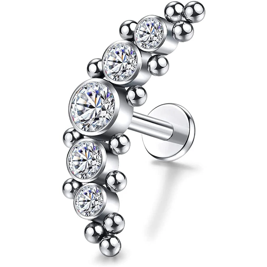 Custom wholesale ASTM F136 titanium G23 Internally Threaded Tragus Shiny Earring Jewelry Set