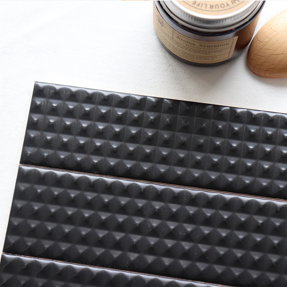 China foshan cheap price Black color 3d design glazed modern design high quality 50 * 200 mm subway tile