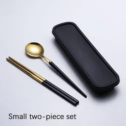 Portable Cutlery Set Travel Cutlery stainless steel Spoon Chopsticks Fork and Wheat Box