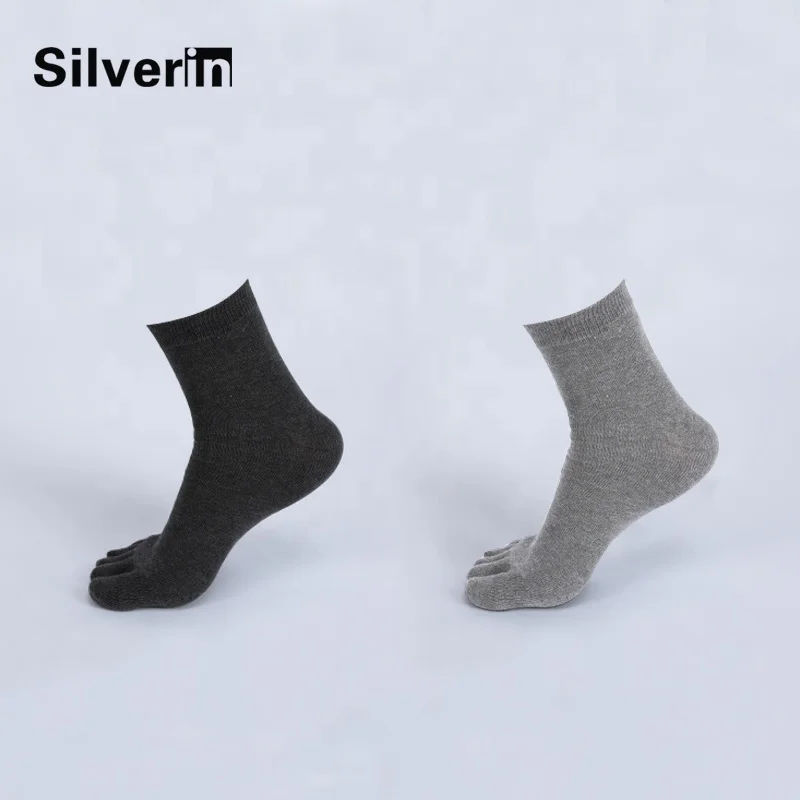 Comfortable silver anti-microbial deodorant cotton toes socks for men