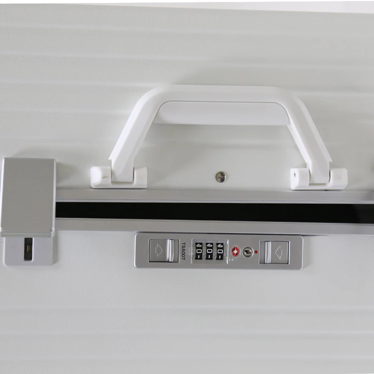 Unisex aluminum  trolley Business PC Spinner Luggage Fashionable USB Charge Suitcase Wide Trolley Cup Holder Front Opening Cover