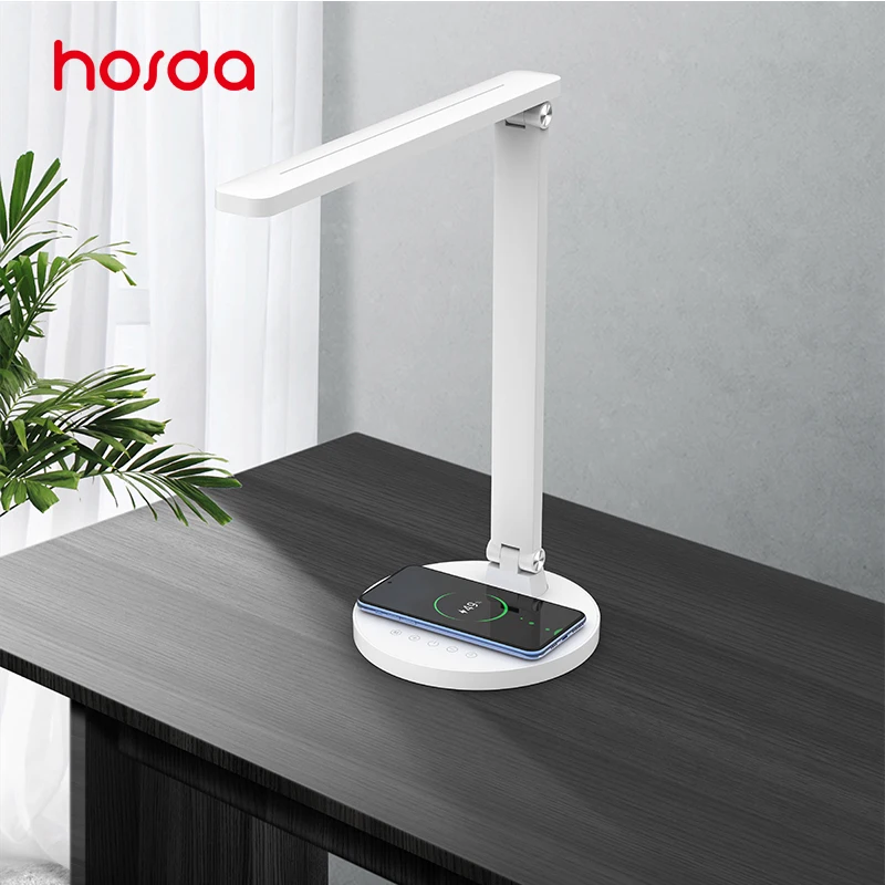 hosda new design LED desk lamp with wireless charging for mobile wireless charger table lamp for home office