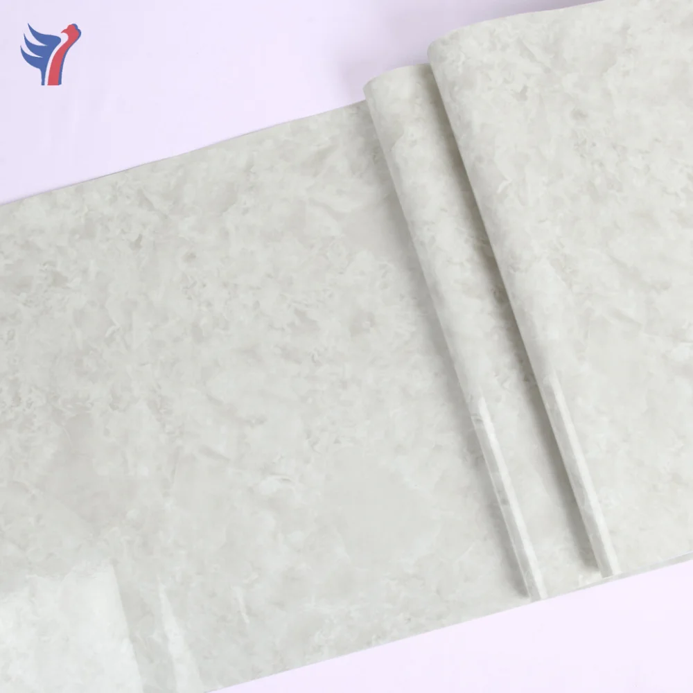 Jinyi M4002 White Simple Rustic Marble Ceiling Self Adhesive Wall Paper Rolls Wrap Peel and Stick Wallpaper