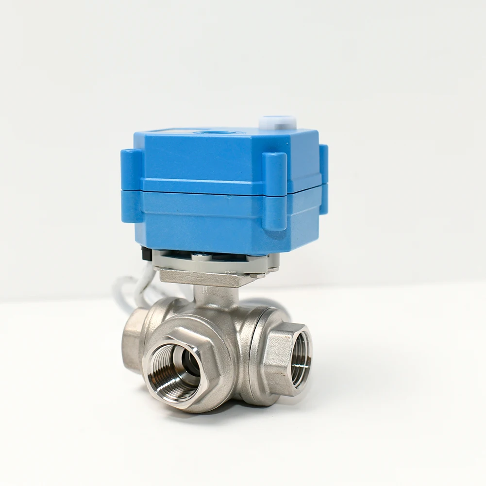 3 Way 1/2  DN15 L Port 12v 24v Stainless Steel Electric Motorized Ball Valve