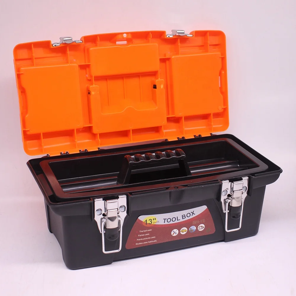 Ящик для инструментов 13 дюймов со съемным подносом, бытовой и профессиональный ящик для инструментов