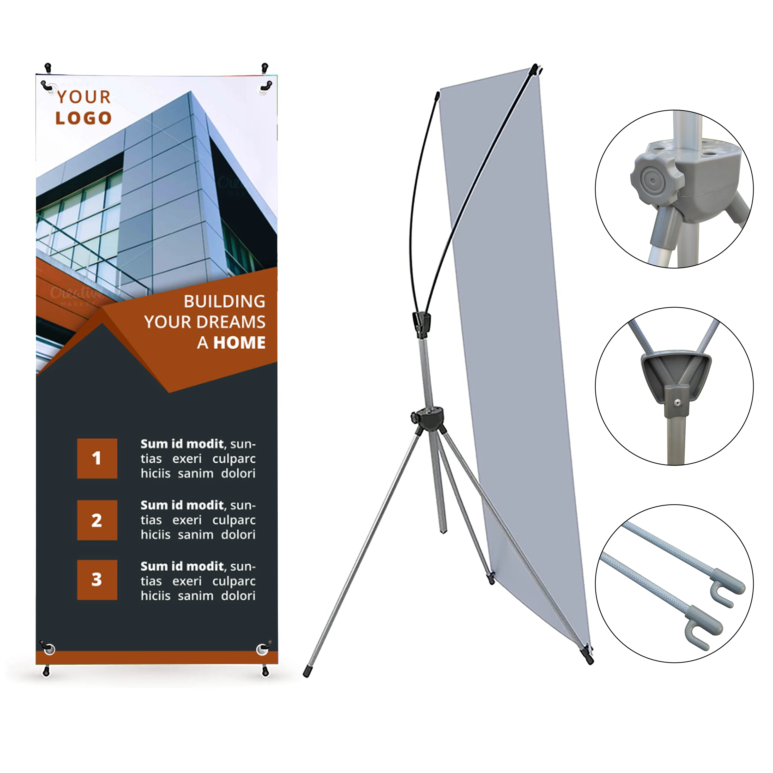 European Style Retractable X Banner Stand Outdoor Trade Show Advertising Display Rack Promotion Rack