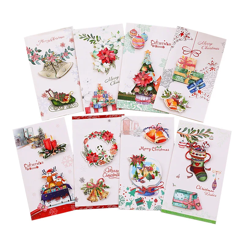 3D Folded Christmas writing card with glitter design