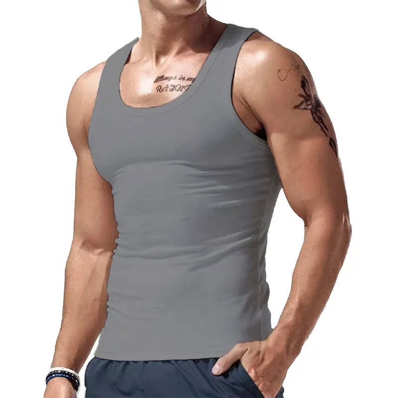 Fitness Tank Tops US Size 95% Polyester 5% Spandex Custom Logo Quick-dry Sports Workout Singlet Running Gym Men Fitness Vest