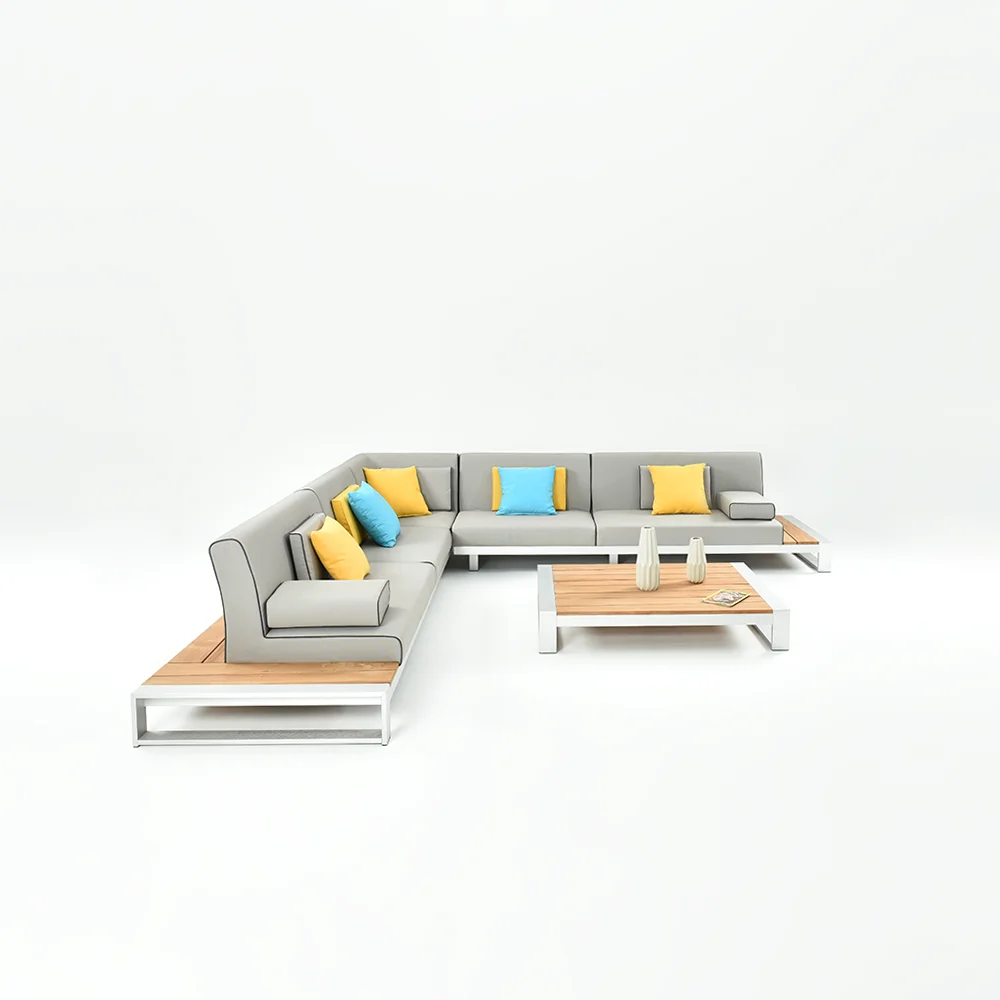 Factory Supply Brushed Aluminum Olefin Fabric Furniture Garden Patio Sofa Set For Outdoor