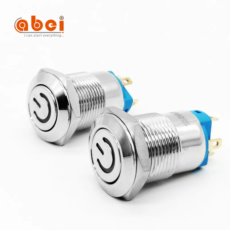 
ABEI Diameter 12mm on off For light Power led 5V 110V waterproof reset/latching Metal push button switch 