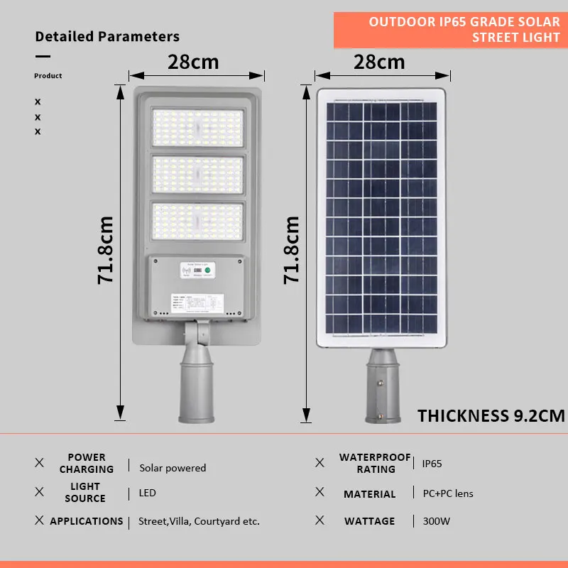 All in One 300W Super Bright Sensor Motion Waterproof Garden Highways Park Outdoor Solar LED Light Solar Powered Street Light