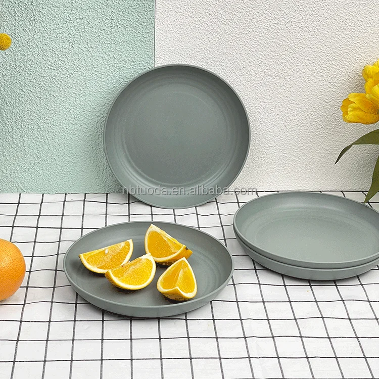 Tuoda02  10'Wheat Straw Plates Unbreakable Dinner Plates Dishwasher & Microwave Safe Reusable Lightweight Plastic Plates