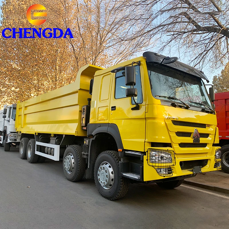 New Chinese 380Hp Howo Sinotruk Cummins Engine Heavy 8x4 Tipper Tipping Dump Truck 8*4 10 Wheels With Manual Transmission