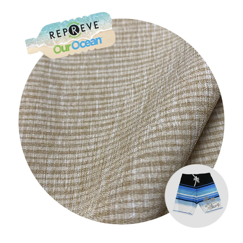 Лидер продаж бесплатный образец переработанные пляжные шорты из полиэстера и спандекса мужские брюки ткань с принтом персикового