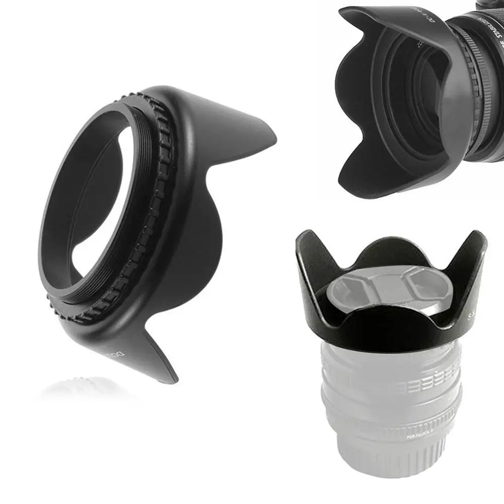 HQG 40.5mm/49mm/52mm/55mm/58mm/62mm/67mm Professional Camera Lens Hood Flower Shape Screw Mount Lens Hood Shade