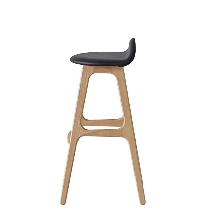 Nordic Design creative Bar Chairs Modern High Stool Bar Stools Leather With Solid Wood Chair For Hotel Bar Coffee Room