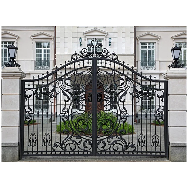 Simple European Style Wrought Iron Gate for Hotels Residential Buildings