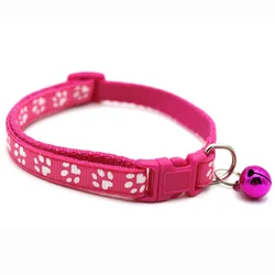 Manufacturer wholesale multi-colors paw print adjustable nylon cat dog collar with bell