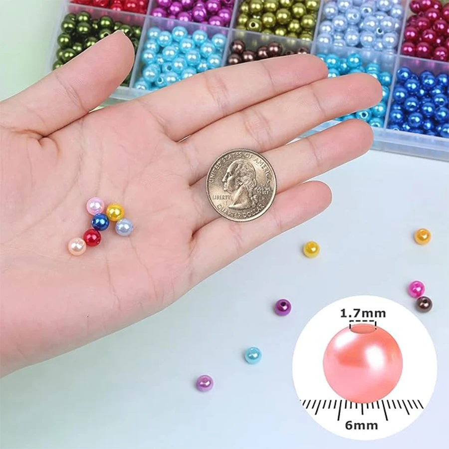 1960Pcs 6mm Multi-Colored Loose Beads 28 Kinds of Colored Pearls for Jewelry Making-Bracelets Necklaces Earrings
