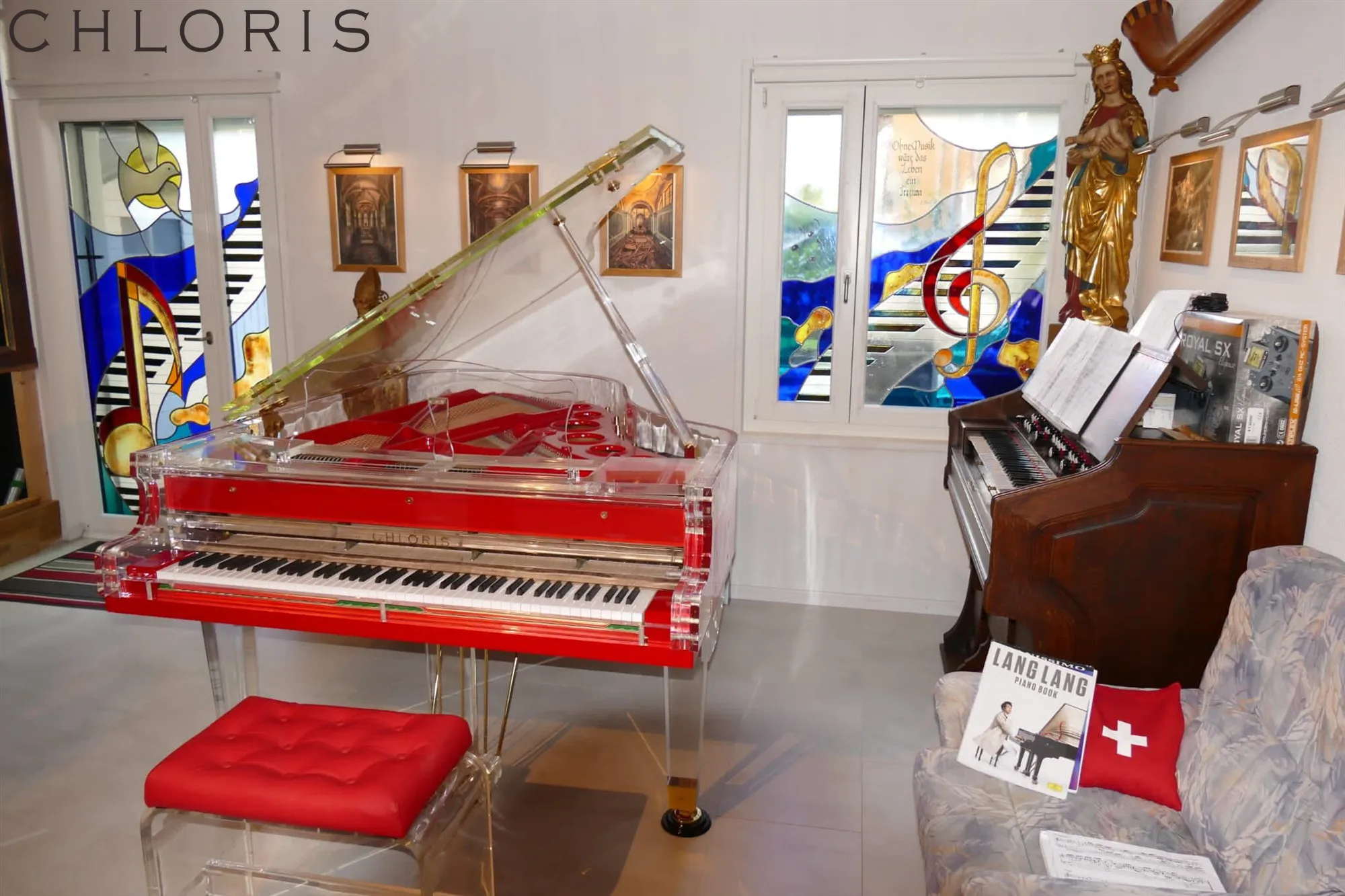 New brand Crystal  Piano  HG-186A Grand Piano red colour  for Home Luxury  Furniture