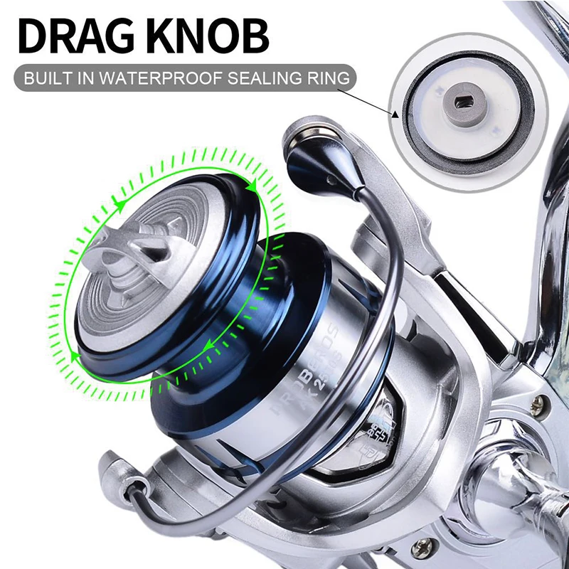 WEIHE AK1500S/AK2500S Spinning Fishing Reel CNC Metal Spool Wheel Full Handle