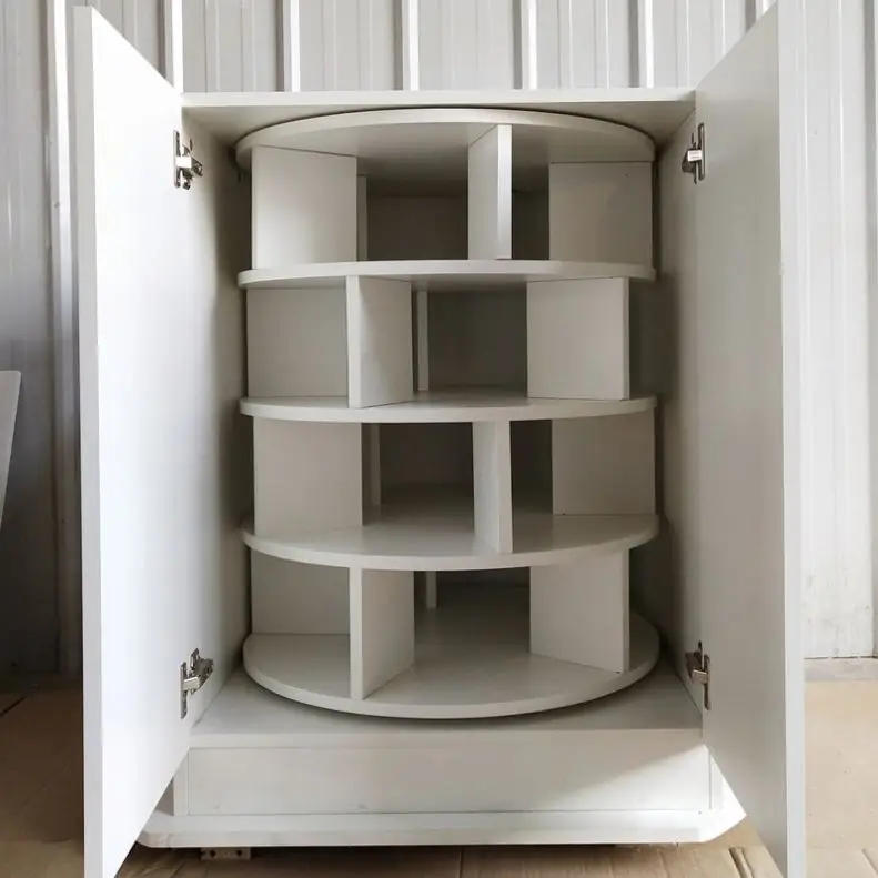 wood grain melamine particleboard medium density fibreboard wholesale round revolving belt door shoe Cabinet