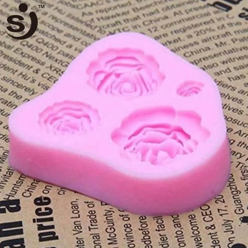 Amazon Hot Sale 4 Size Roses Flower Silicone Cake Mould Chocolate Sugarcraft Decorating Fondant Tools