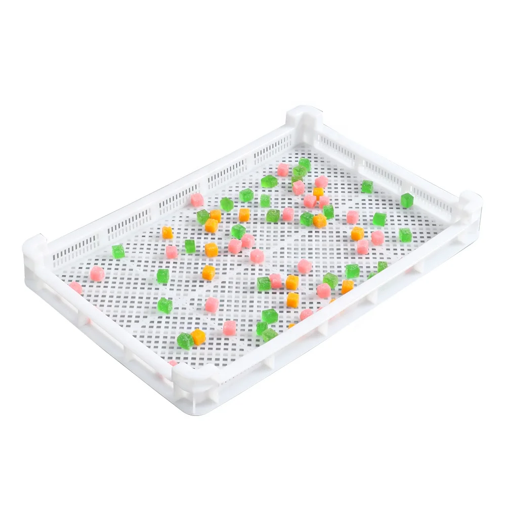 Food grade stackable Gummy candy / soap / Confectionery / softgel / capsule plastic drying Trays with Exclusive Slot Vents