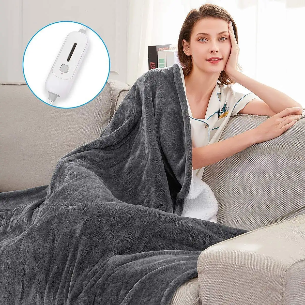 6.88x7.54inch Oversize Super Cozy Soft Heated Throw Blanket Electric Heating Blanket Wire Electric