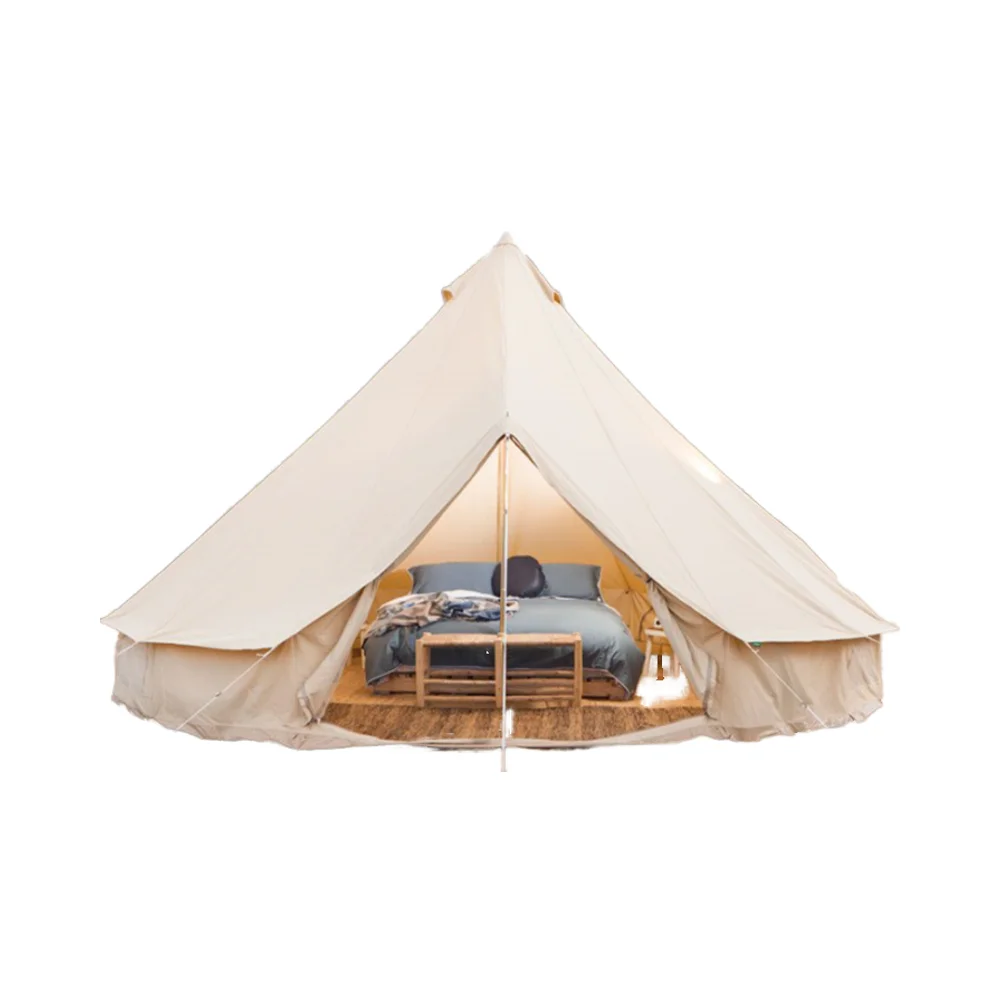 2022 Luxury Arabic Canvas Mongolian Camp Yurt Family Outdoor Bell Tent 3m 4m 5m 6m 7m Cotton with SBS Zipper Waterproof Glamping