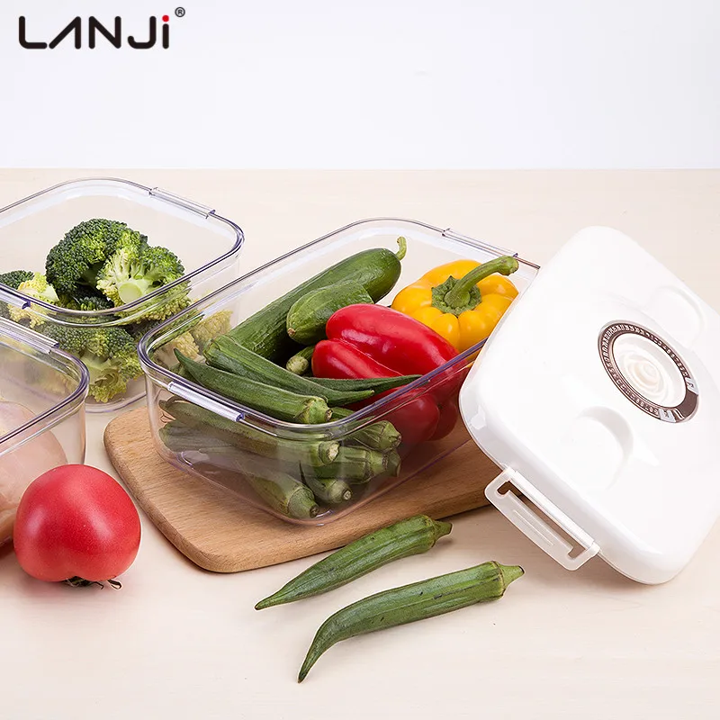 LANJI Vacuum Pump Mini Rechargeable Cordless USB Vac Pack Go Vacuum Sealer for Food Fresh with Compressed Bags and Crisper