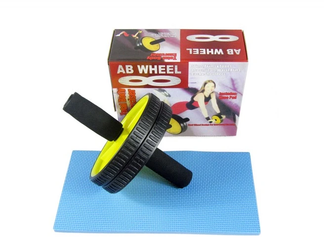 Wholesale stainless iron pipe AB wheel roller  abdominal wheel roller for muscle training