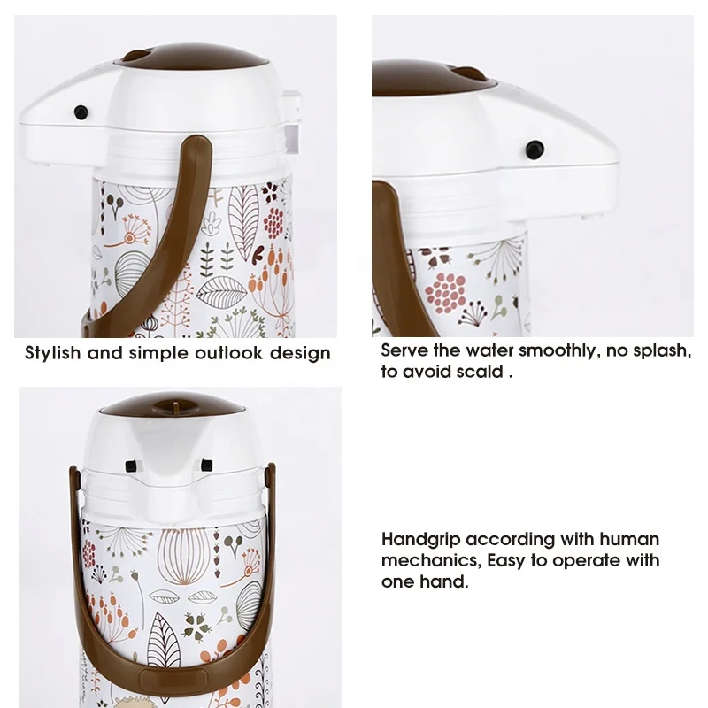 SUNLIFE 1900ml High Quality Food Grade Iron Body Air Pump Pot Thermo Glass Vacuum Jug