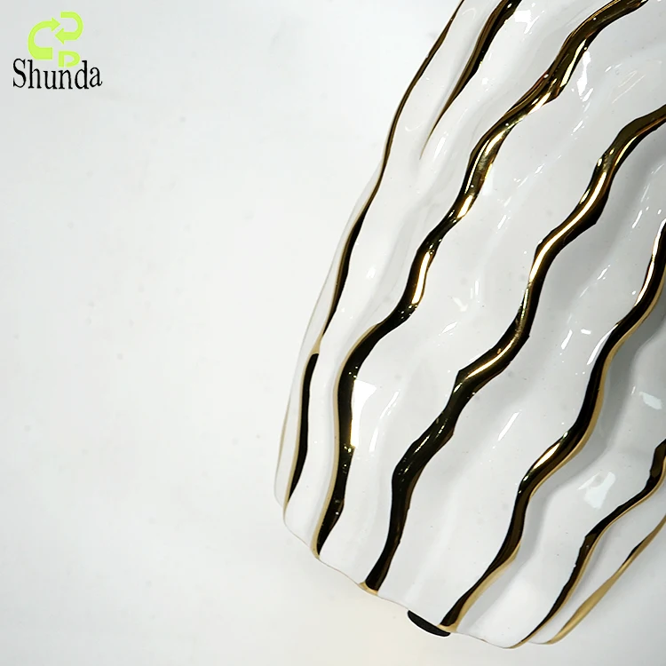 Modern nordic luxury home decor custom black white and gold dried flowers porcelain vase ceramics vases for decoration