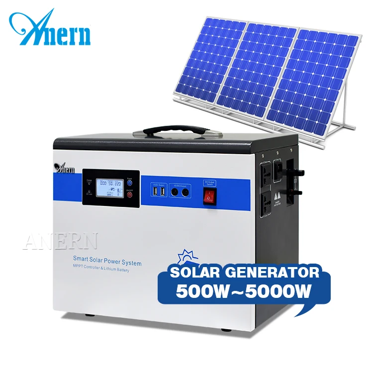Anern 5kw portable solar power generator 500w 1kw 2kw 3kw solar power system for home