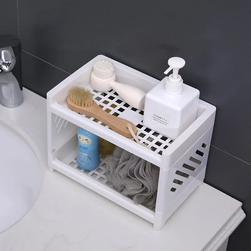 Ing Style Desktop Double-layer Plastic Storage Rack Office Stationery Cosmetics Storage Box Kitchen Bathroom Storage Rack