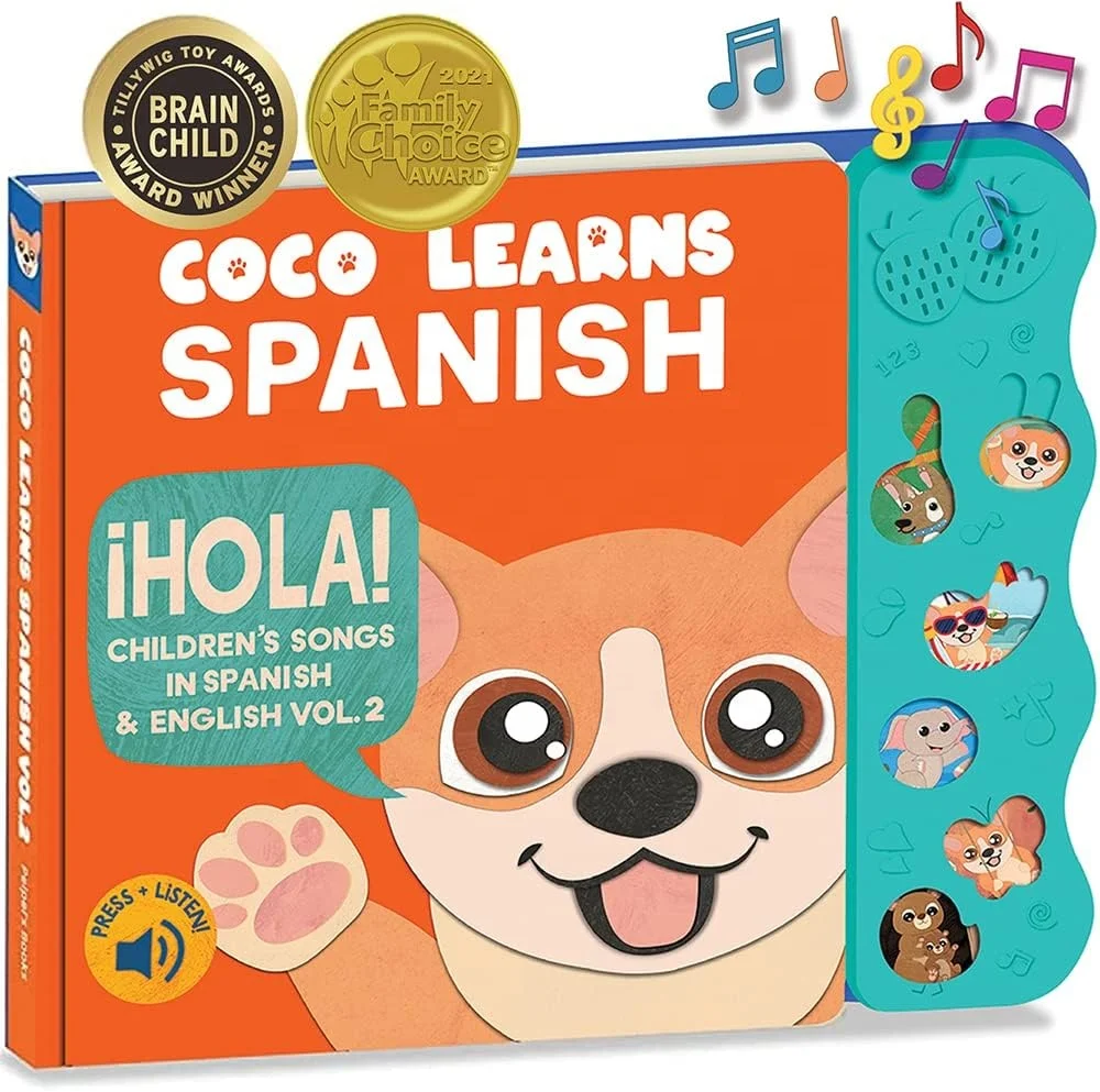 Coco Learns Spanish Musical Spanish Book & Bilingual Toy for  Babies