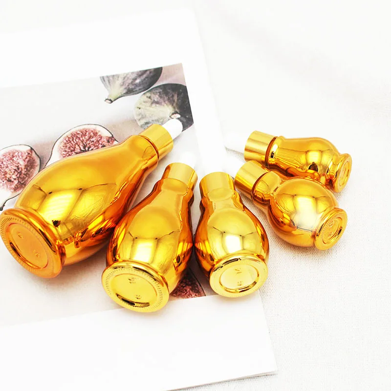 electroplated golden 2oz 60ml dropper essential oil glass bottle