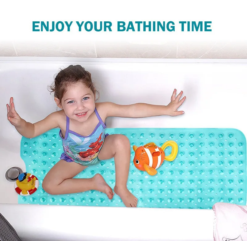 100*40cm Bath Tub Shower Mat Non-slip And Extra Large Bathtub Mat With Suction Cups Machine Washable Bathroom Mats With Drain