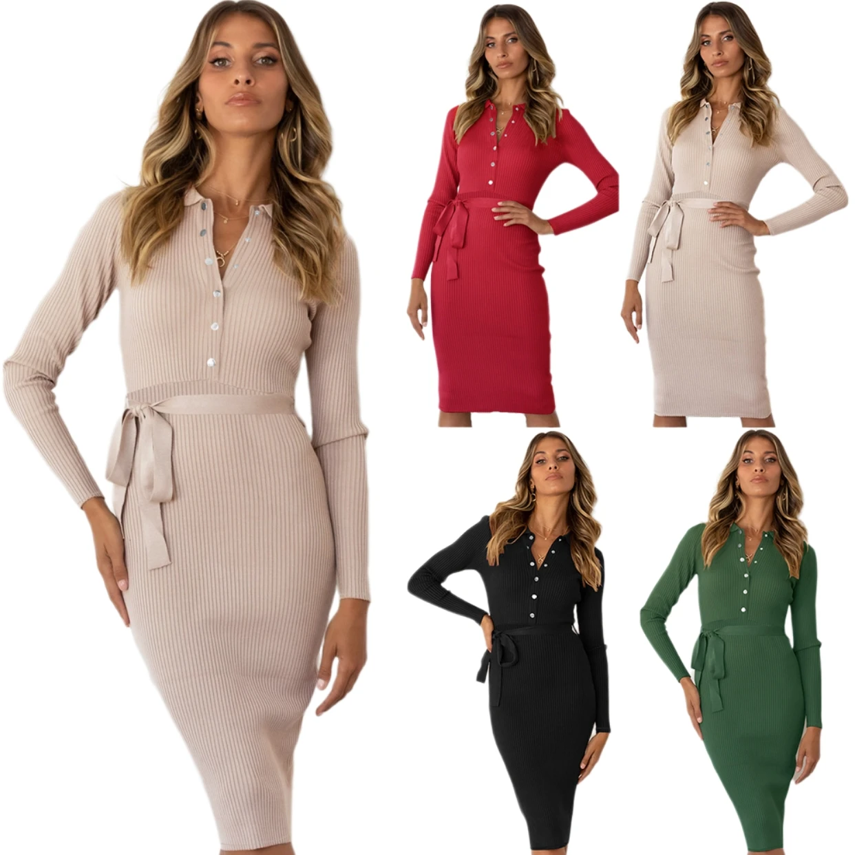 BAIYIMO длинное вязаное женское платье большого размера Осень и зима новое облегающее платье с длинными рукавами юбки